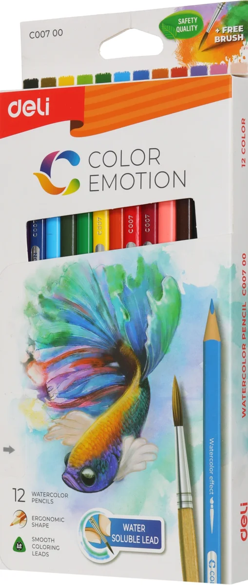 Карандаши цветные Deli Color Emotion EC00700 EC00700, липа, 12 цветов, коробка европодвес