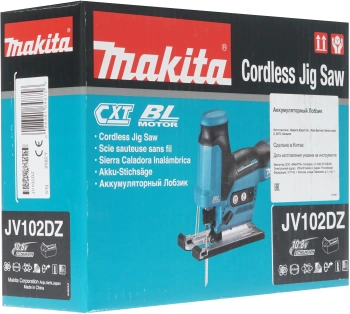 Makita JV102DZ Лобзик ак,в\рук,{ 10.8В,Li-ion(слайд),800-3000\м,х-23мм,рез-90мм,1.9кг,кор,пилка,3-маят,б\ак,з\у }