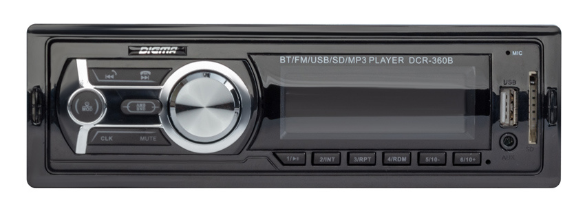 Автомагнитола Digma DCR-360B 1DIN 4x50Вт v4.2 USB 2.0 AUX