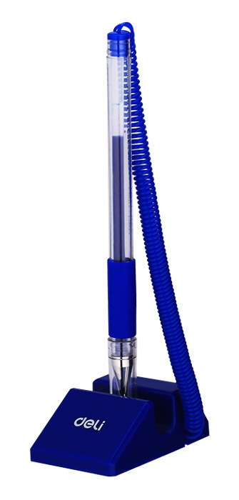 Ручка гелевая Deli Daily E6791blue прозрачный, d=0.5мм, синие чернила, на подставке, линия 0.35мм, резиновая манжета