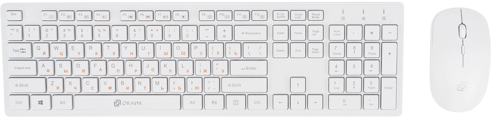 Клавиатура + мышь Оклик 240M клав:белый мышь:белый USB беспроводная slim Multimedia (1091258)