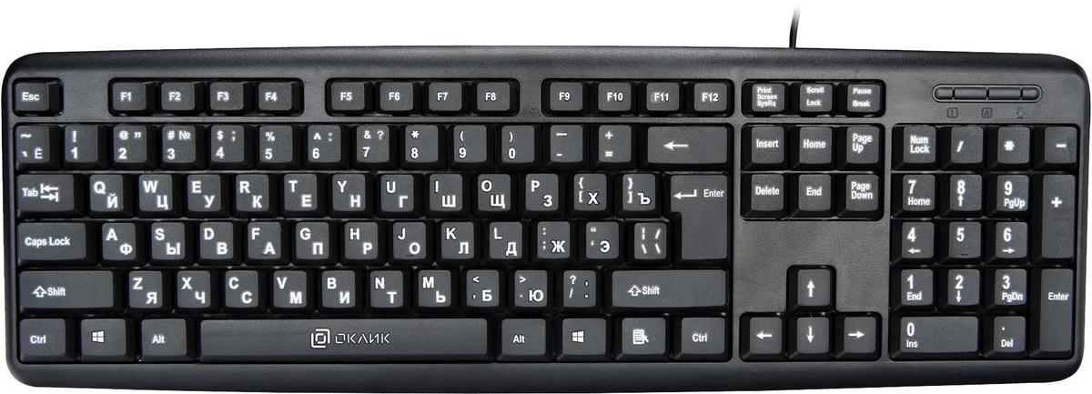 Клавиатура Oklick 180V2 черный  {Клавиатура, USB} [1185956] 
