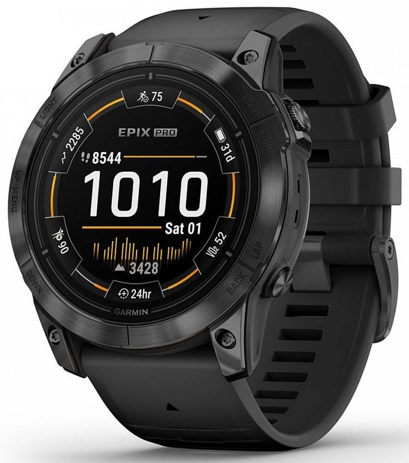 Умные часы Garmin Epix Pro Gen 2 Standard Edition, 1.4" AMOLED, ANT+, Bluetooth, GPS, NFC, Wi-Fi, 10 ATM, серый / черный