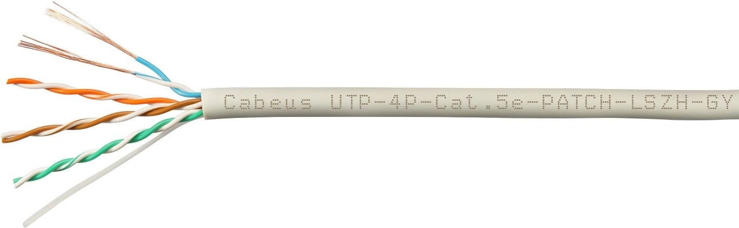 Cabeus UTP-4P-Cat.5e-PATCH-LSZH-GY Кабель витая пара UTP (U/UTP), категория 5e, 4 пары, (24 AWG), многожильный (patсh), серый, LSZH, нг(А)-HF, (305 м)