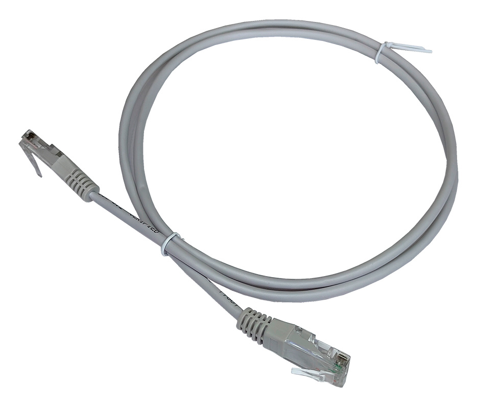Патч-корд LANMASTER - TWT, UTP, кат. 5e, 2 x RJ-45, RJ-45 - RJ-45, ПВХ, серый, 1 м, с заливными колпачками, TWT2-45-45-1.0-GY