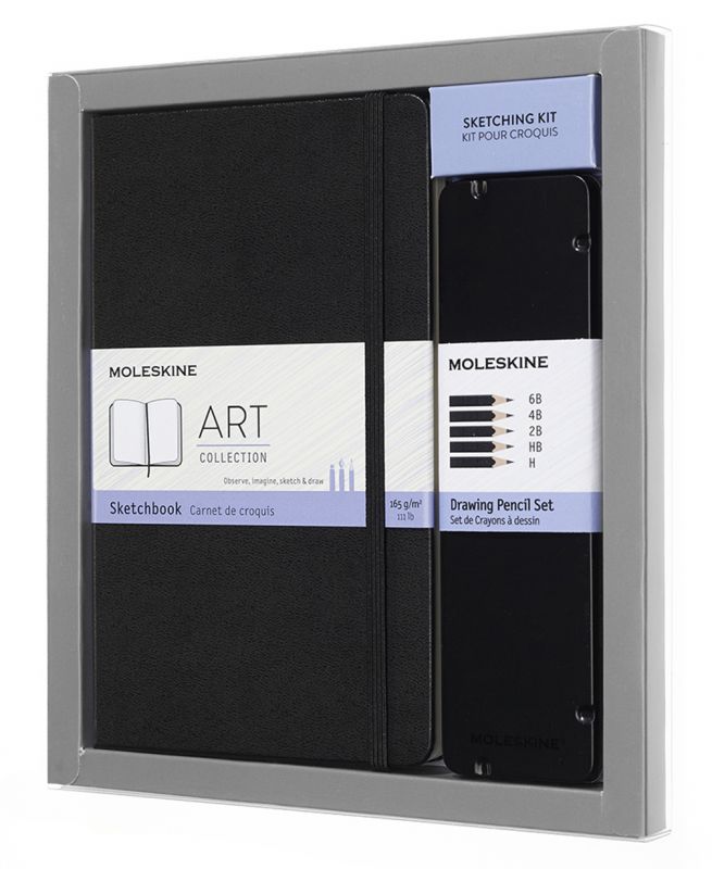 BUNDARTGPHA Набор Moleskine Art Collection пенал с черногр.карандашами/блокнот Large  нелинованный  черный