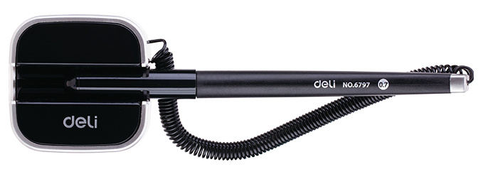 Ручка гелевая Deli E6797black черный, d=0.7мм, черные чернила, на подставке, линия 0.55мм