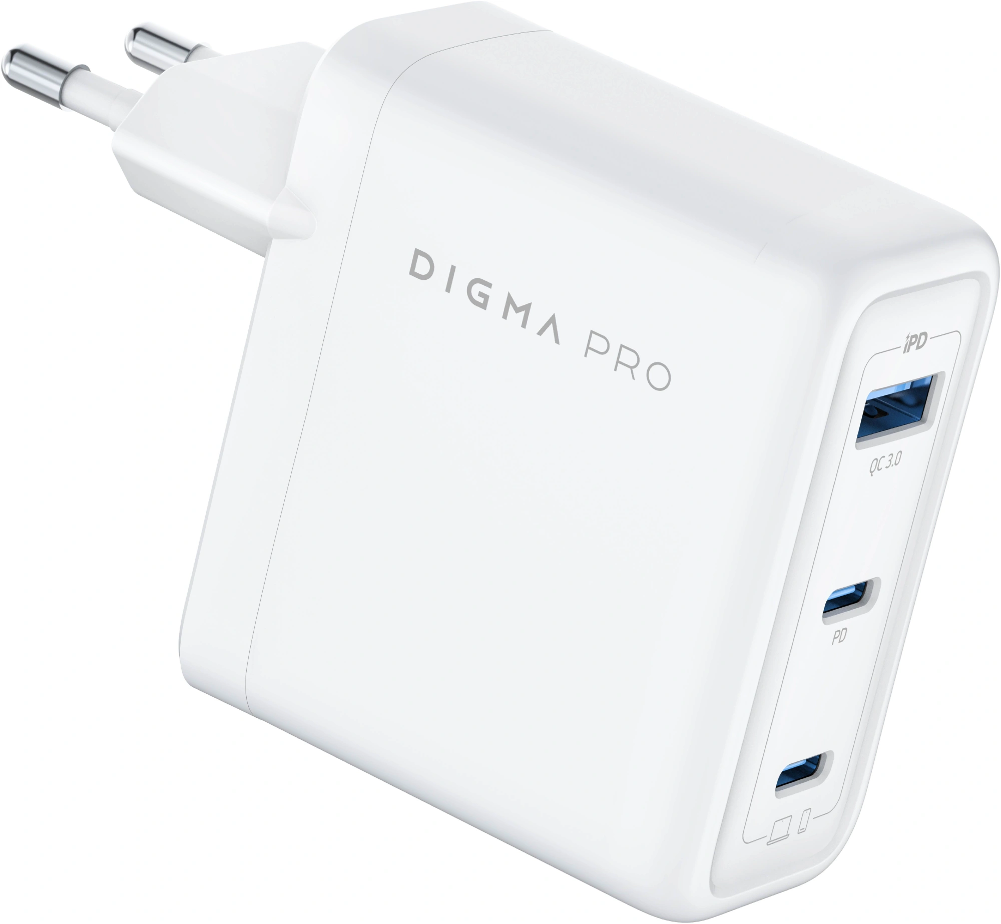 Сетевое зарядное устройство Digma Pro DPW10C 100W 5A (PD+QC) 2хUSB-C/USB-A универсальное белый (DPW1С0G012WH)