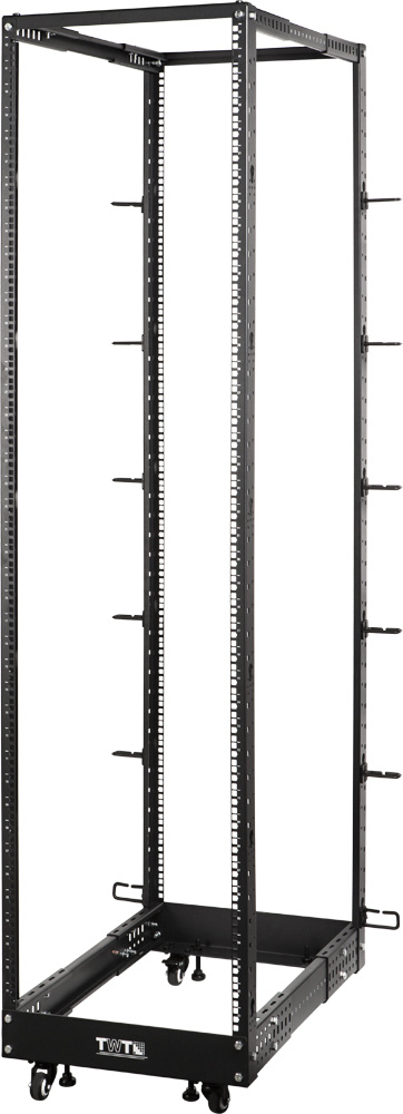 Двухрамная стойка облегченная LANMASTER - TWT 560-1020мм, 48U, ширина-600 мм, max-360кг, цвет чёрный, TWT-RACK2-48U-LT-ADJ