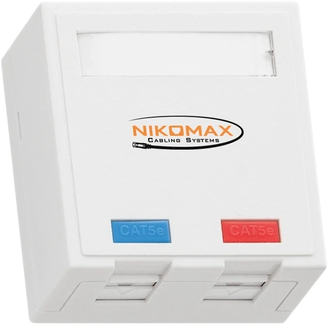 NMC-WO2UD2-FT-ST-WT Розетка информационная Nikomax 2x RJ45/8P8C кат. 5е неэкр. 70х66 мм (ВхШ) упаковка: 1 шт цвет: белый