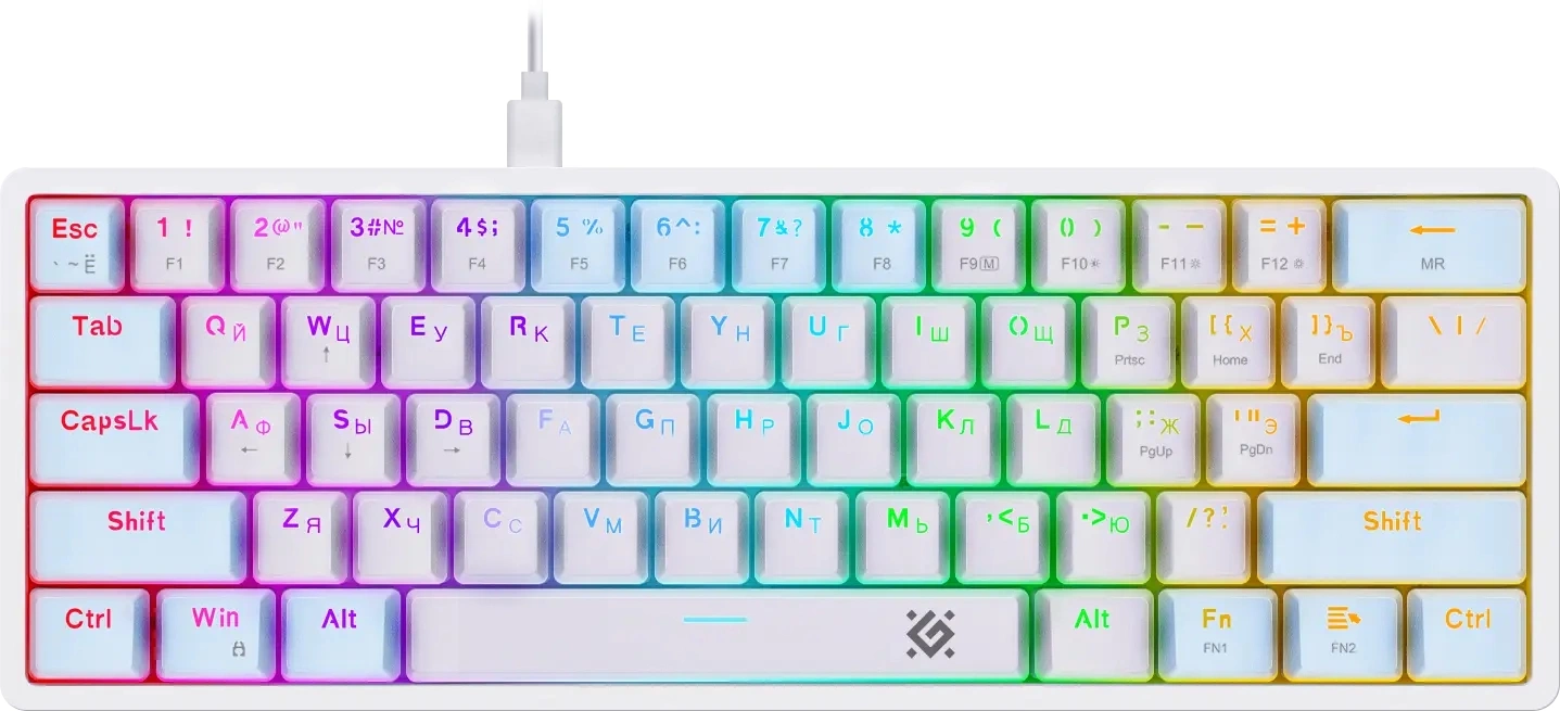 Клавиатура Defender GK-585 механическая белый/бирюзовый USB for gamer LED (45585) кабель 1.8м