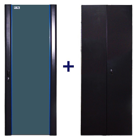Двери Lanmaster Business 47U, стекло, задняя распашная TWT-CBB-DR47-8X-S-G1 черный