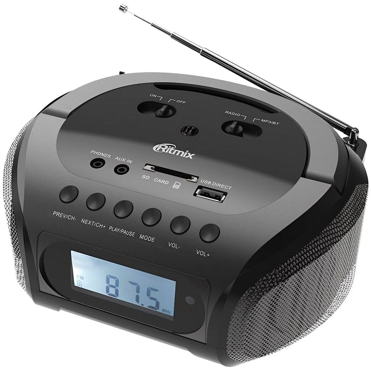 Аудиомагнитола Ritmix RBB-020BT черный 6Вт MP3 FM(dig) USB BT SD