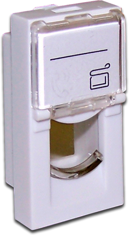 LAN-SIP-22L-WH Вставка в розеточную панель Lanmaster 1х keystone 225х45 мм (ВхШ) плоская шторки с увеличенным окном маркировки цвет: белый