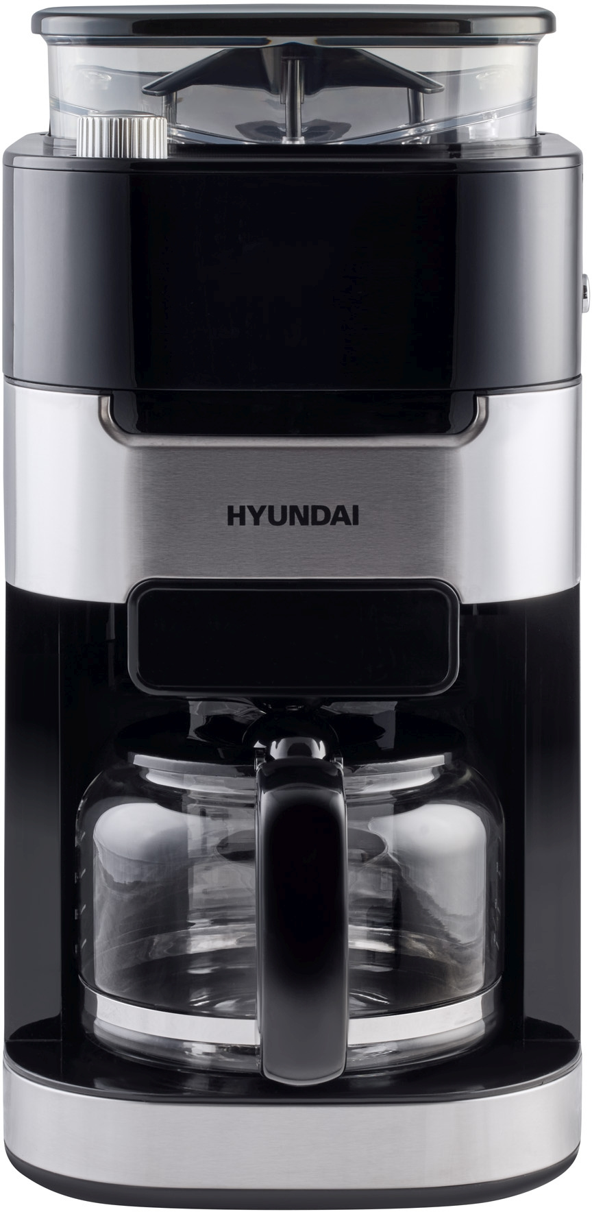 Кофеварка капельная Hyundai HYD-1216 черный/серебристый, исп. кофе - зерновой/молотый, 1.5 л, 1050 Вт.