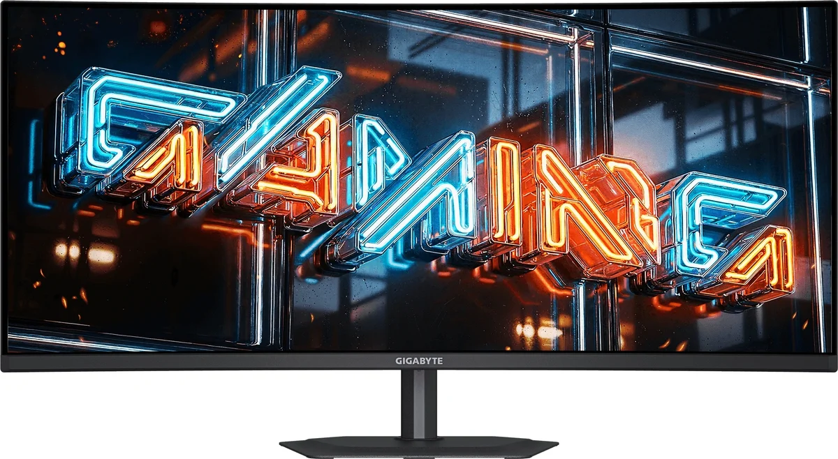 Монитор Gigabyte - MO34WQC36, 34", 21:9, OLED, 300cd/m², 1500000:1, 3440x1440 (UltraWide WQHD), 360 Гц, 2x HDMI, 1x DP, HAS, speakers, цвет чёрный, 20VM0-MO34WQ3BT-1EKR