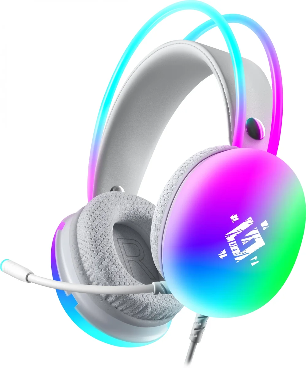Гарнитура игровая проводная DEFENDER Ignis (Игнис) белый (USB, RGB, кабель 2,2м) (64440)
