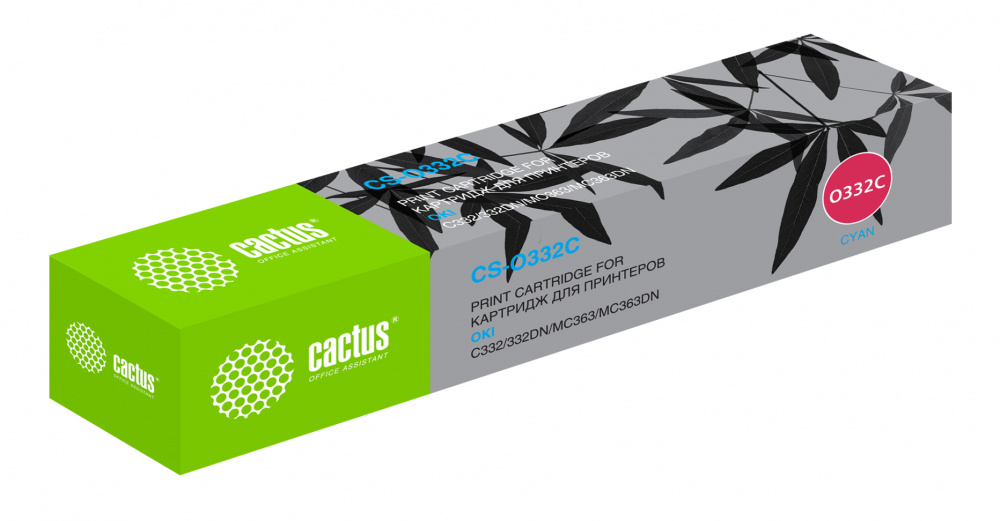 -/ Картридж лазерный Cactus 46508735 CS-O332C 46508735 голубой (3000стр.) для Oki C332/MC363