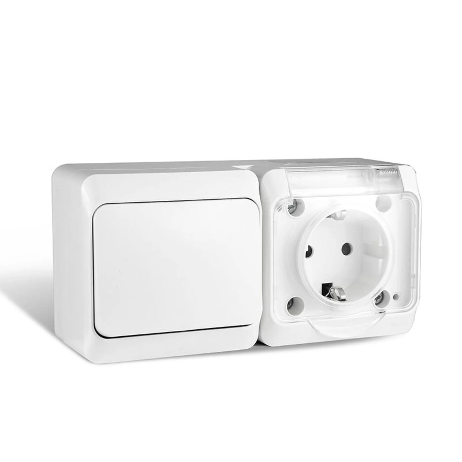 Блок ОП Nix (розетка 16А 250В с заземл. 1-кл. выкл. 10А) IP54 бел. TOKOV ELECTRIC TKE-NX-V1RZ-C01T-I