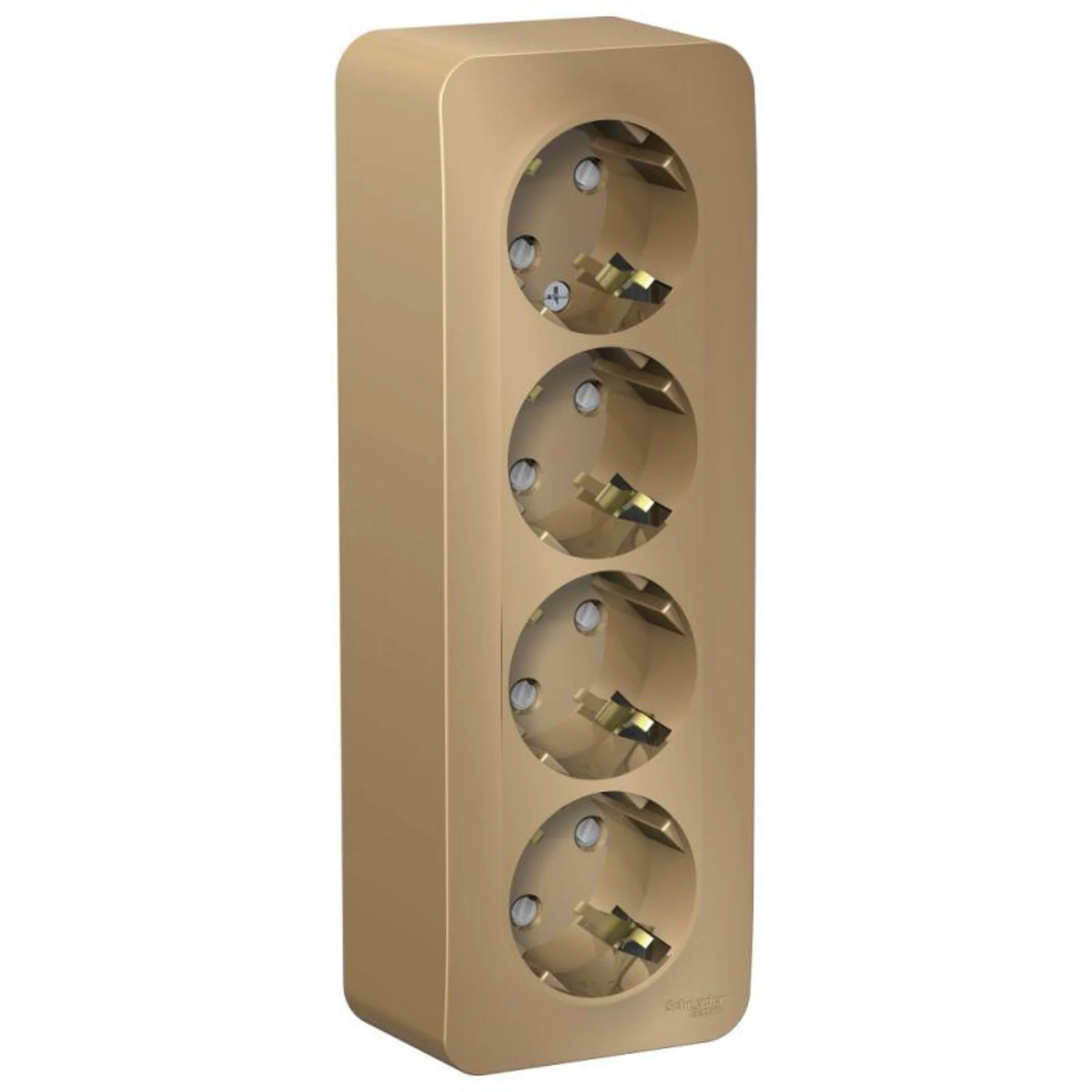 Розетка Systeme Electric BLNRA011414 4-я с/з со шторками 16А, 250В, изолир. пластина  Титан  наруж