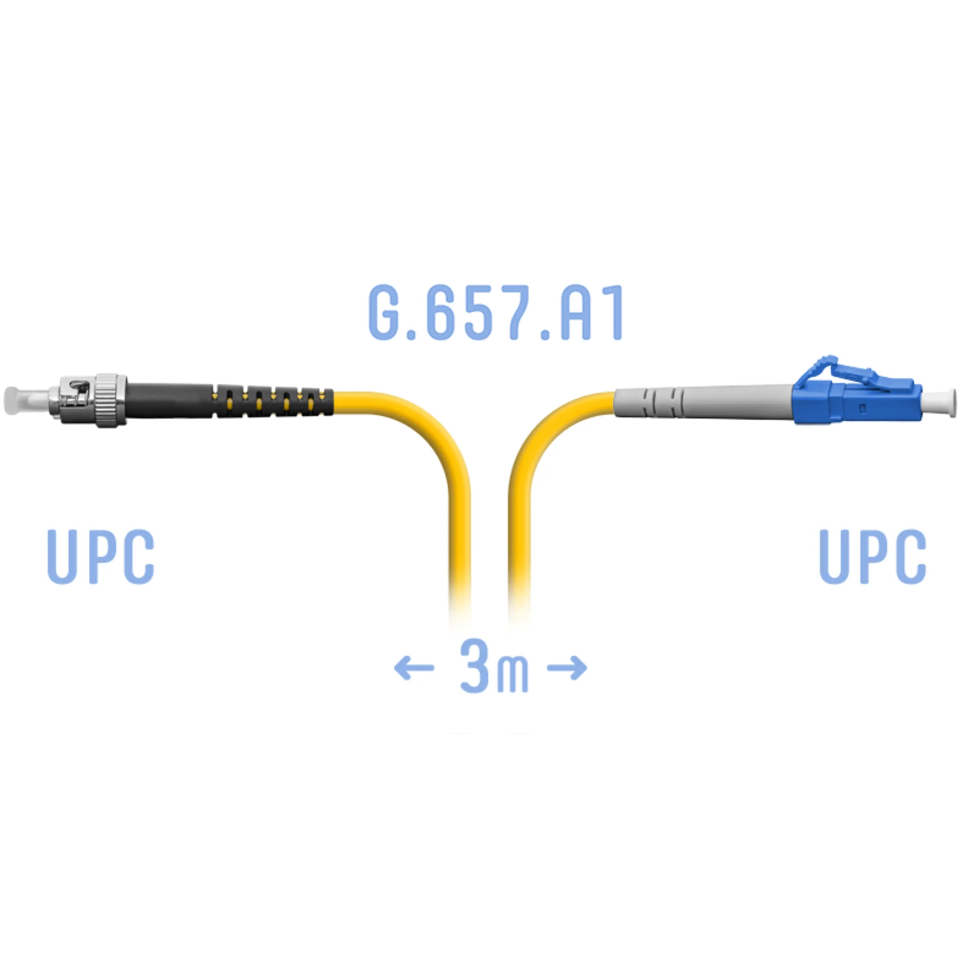 Патчкорд оптический LC/UPC-ST/UPC SM G.657.A1 3 метра