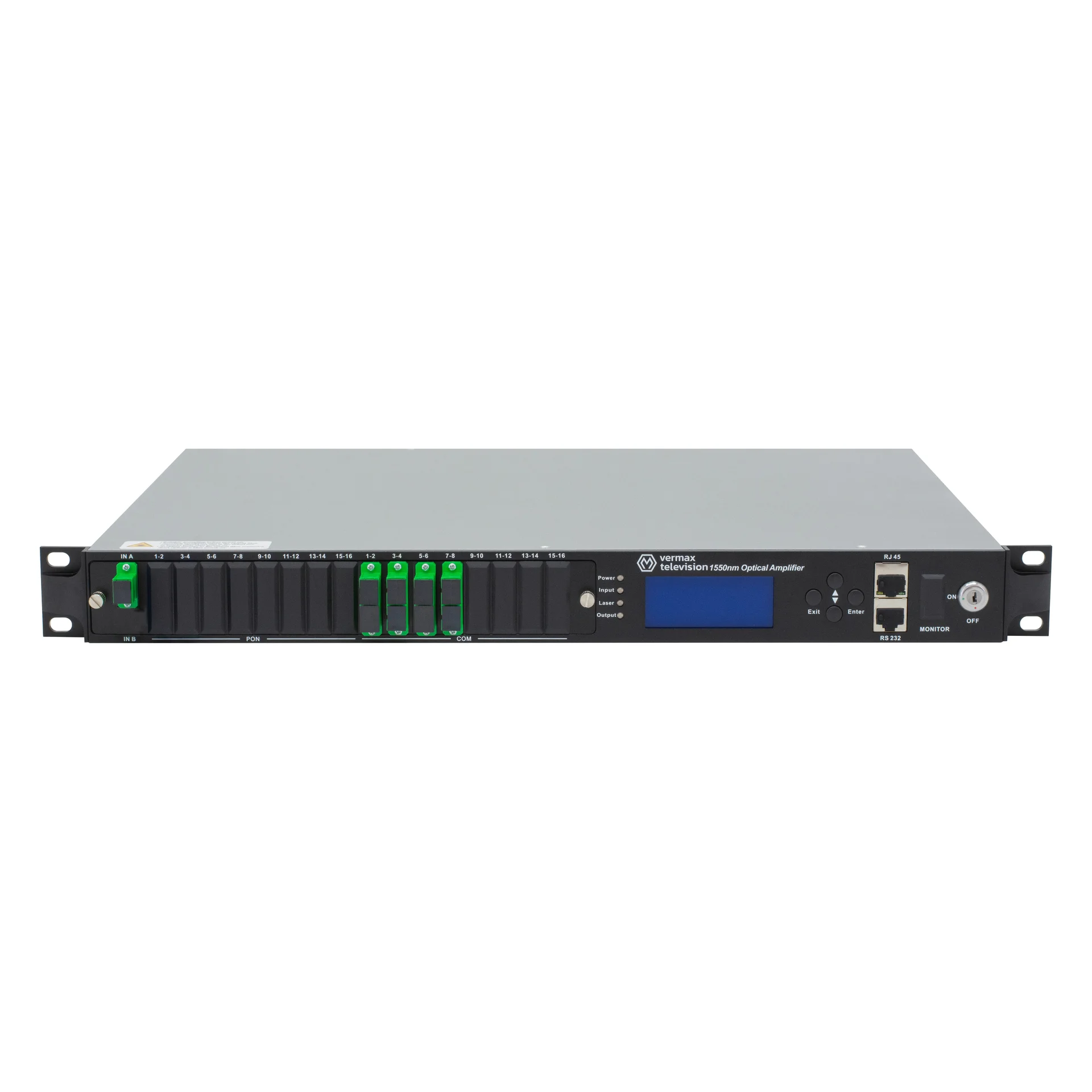 Оптический усилитель VERMAX для сетей КТВ, 1 вход, 8*20dBm выход, RT1, 1U