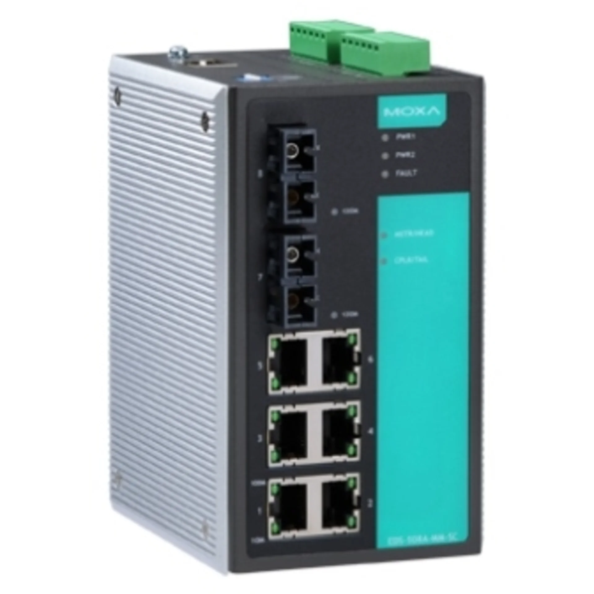 EDS-508A-SS-SC-T, Управляемый коммутатор 6 x 10/100BaseTX, 2 x 100BaseFX (одномодовое оптоволокно), с расширенным диапазоном температур, MOXA