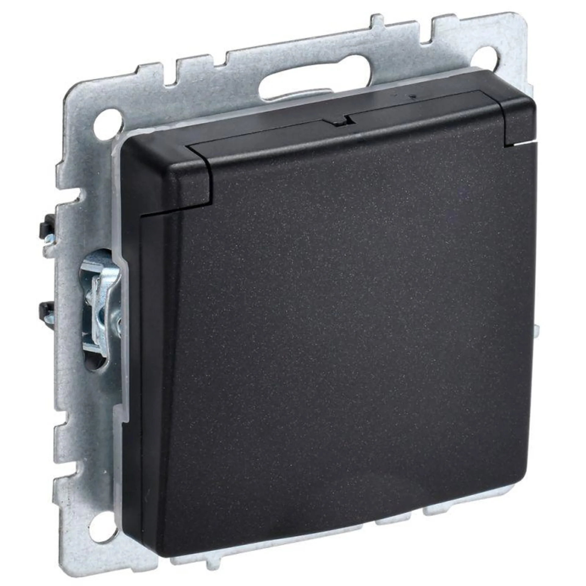 Розетка BRITE РСбш10-3-БрЧ 16А IP20 с заземл. защ. шторки с крышкой механизм черн. IEK BR-R16-16-K02