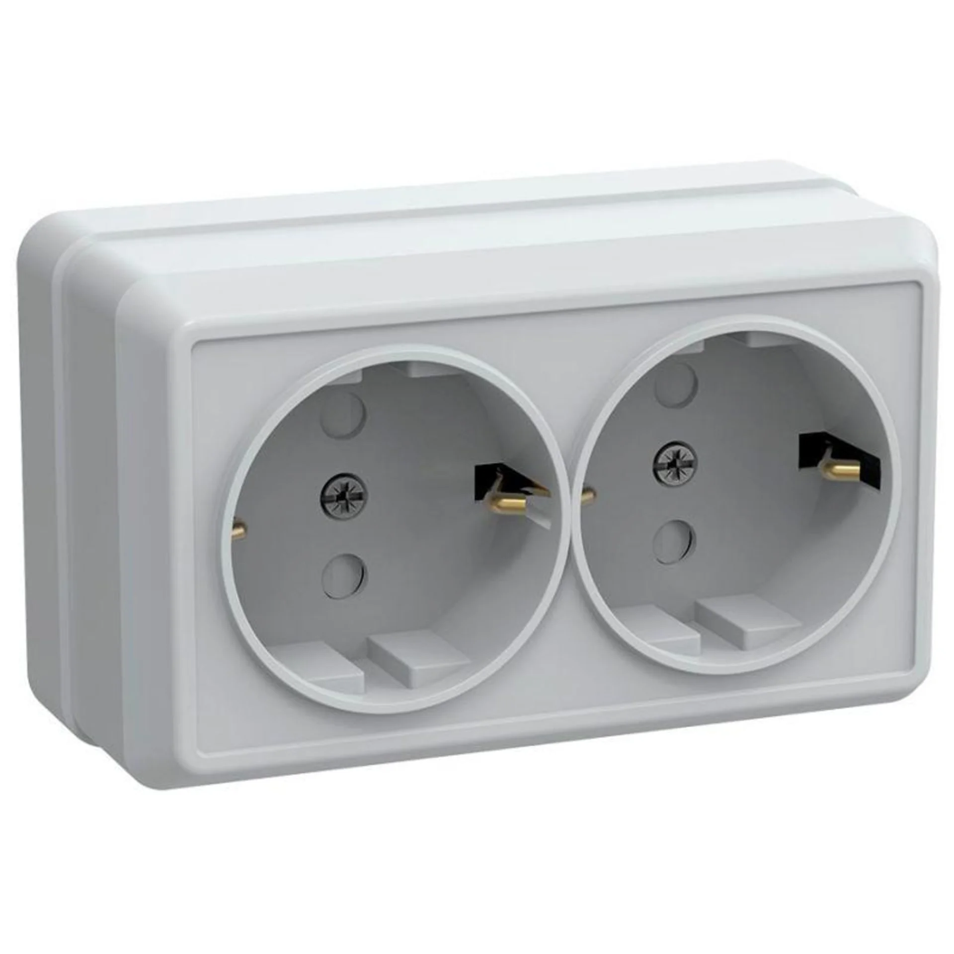 Розетка IEK ERO24-K01-16-DC, 2-местная, с заземлением, с защитными шторками, 16А, IP20