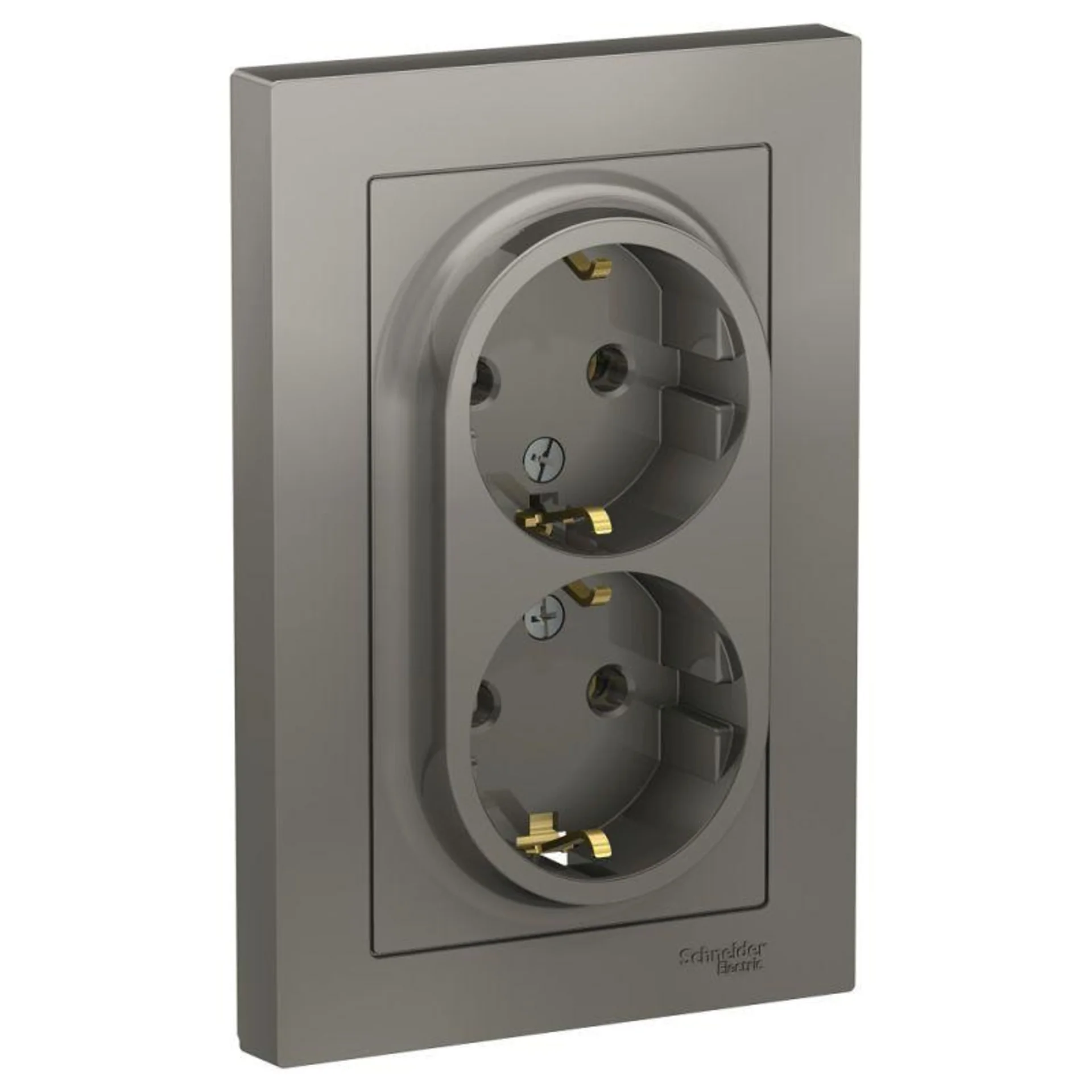 Розетка 2-м СП AtlasDesign 16А IP20 с заземл. в сборе сталь Systeme Electric ATN000924