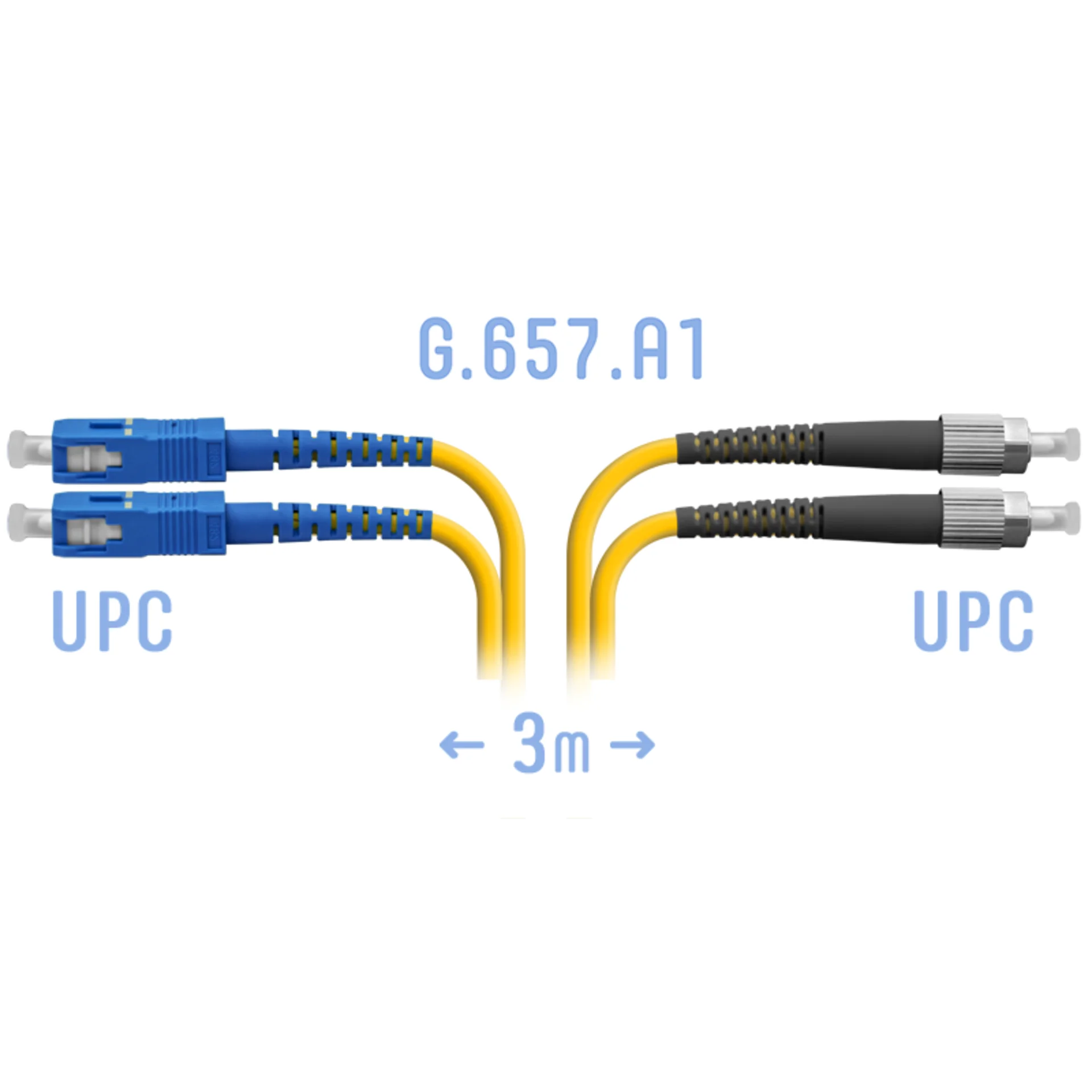 Патч-корд оптический SNR, FC/UPC-SC/UPC, 3м, желтый (SNR-PC-FC/UPC-SC/UPC-DPX-A-3m)