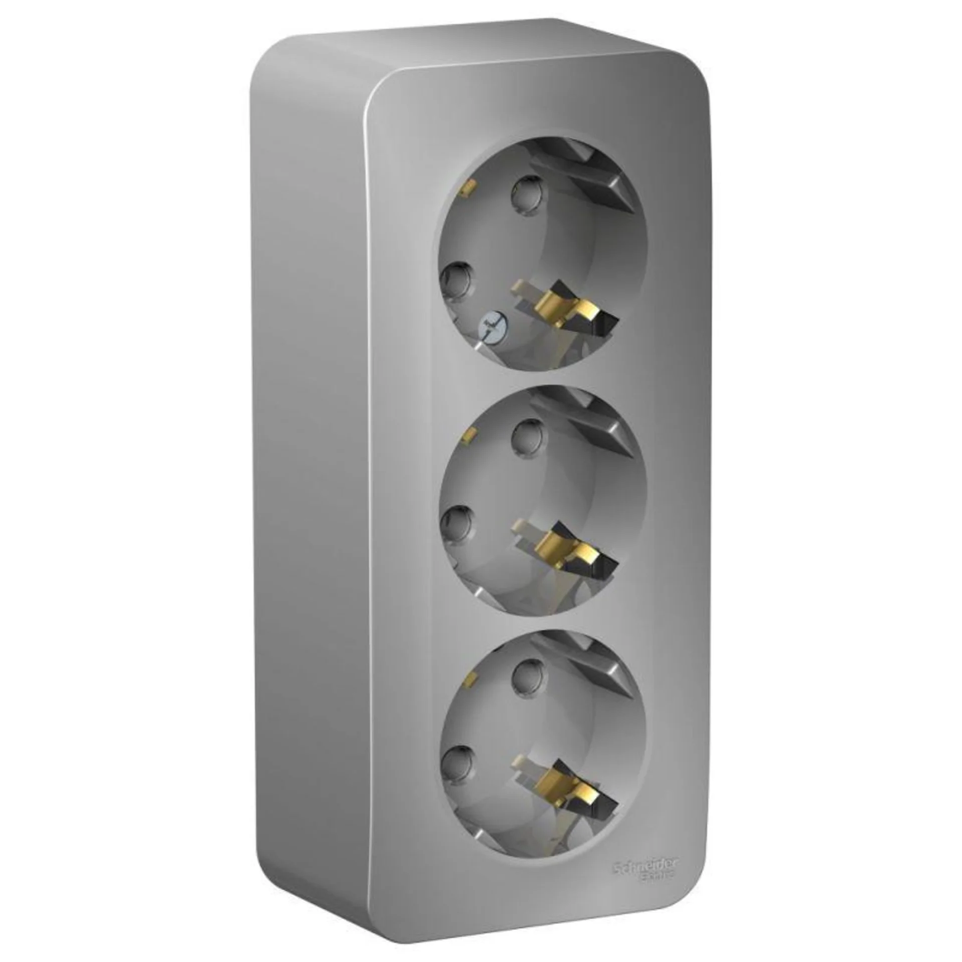 Розетка Systeme Electric BLNRA010313, 3-местная, с заземлением, без шторок, алюминий