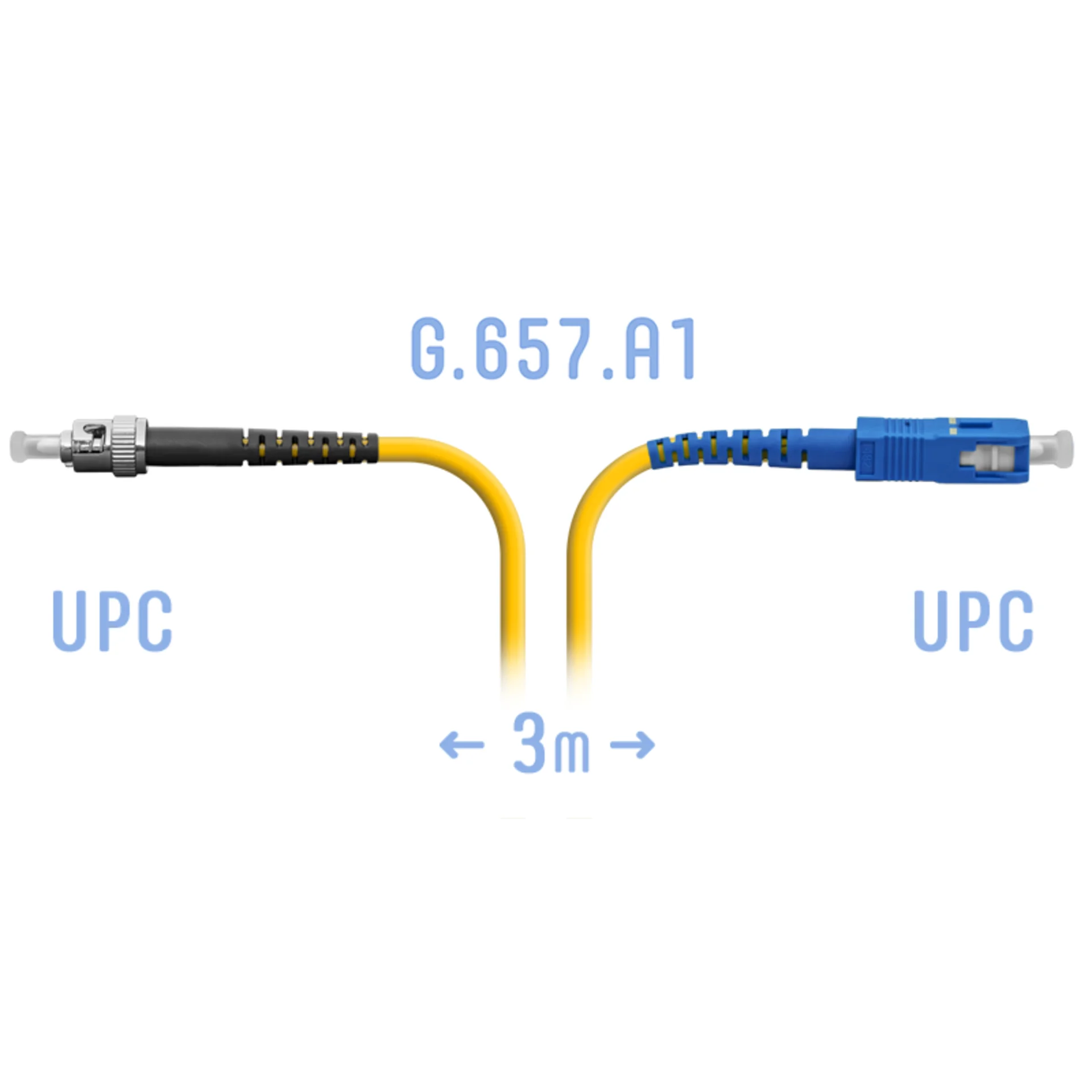 Патч-корд оптический SNR, ST/UPC-SC/UPC, 3м, желтый (SNR-PC-ST/UPC-SC/UPC-A-3m)