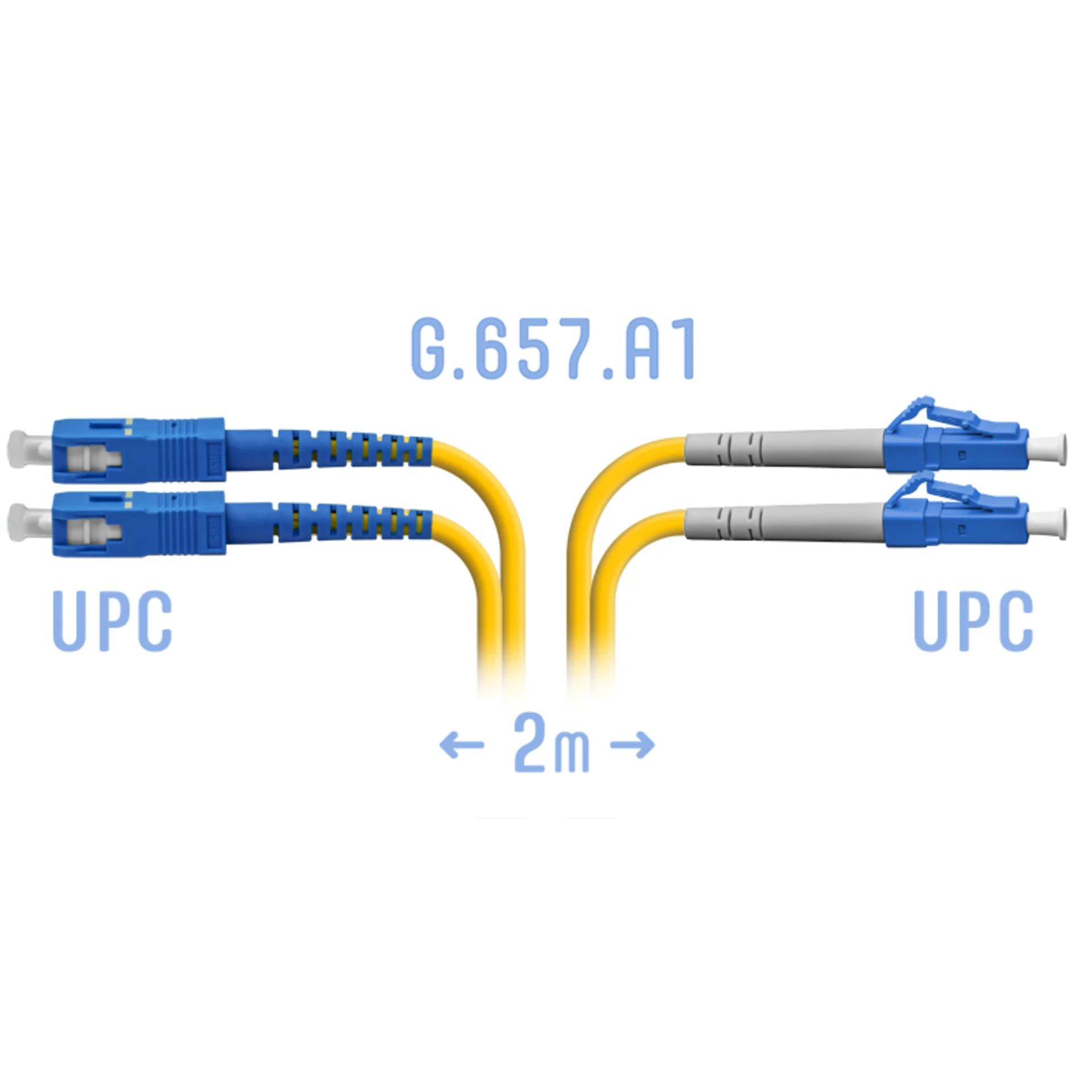 Патчкорд оптический B-Optix LC/UPC-SC/UPC SM G.657.A1 Duplex 2 метра