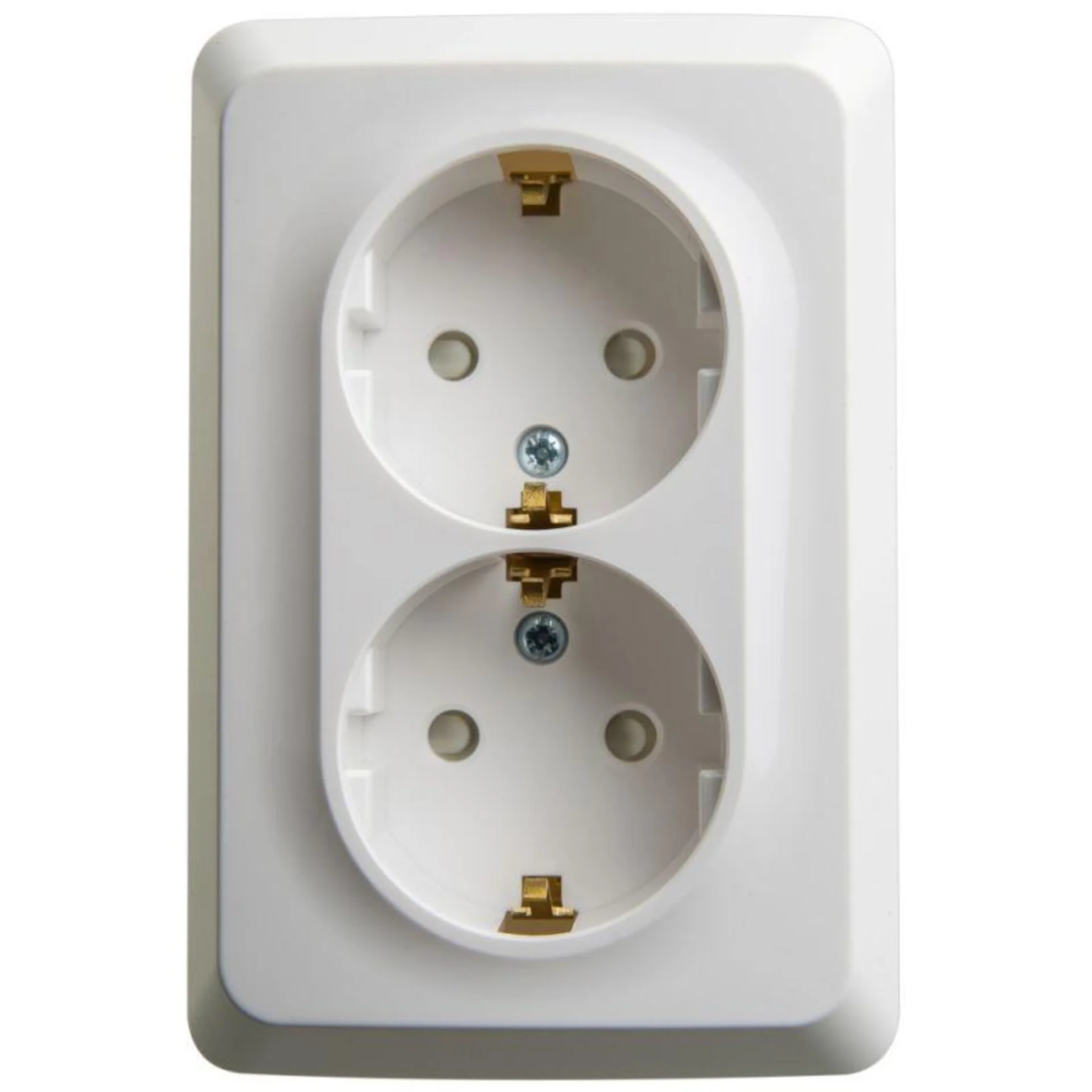 Розетка Systeme Electric PA16-108B Этюд, 2-местная угловая, с заземлением, 16А, белая