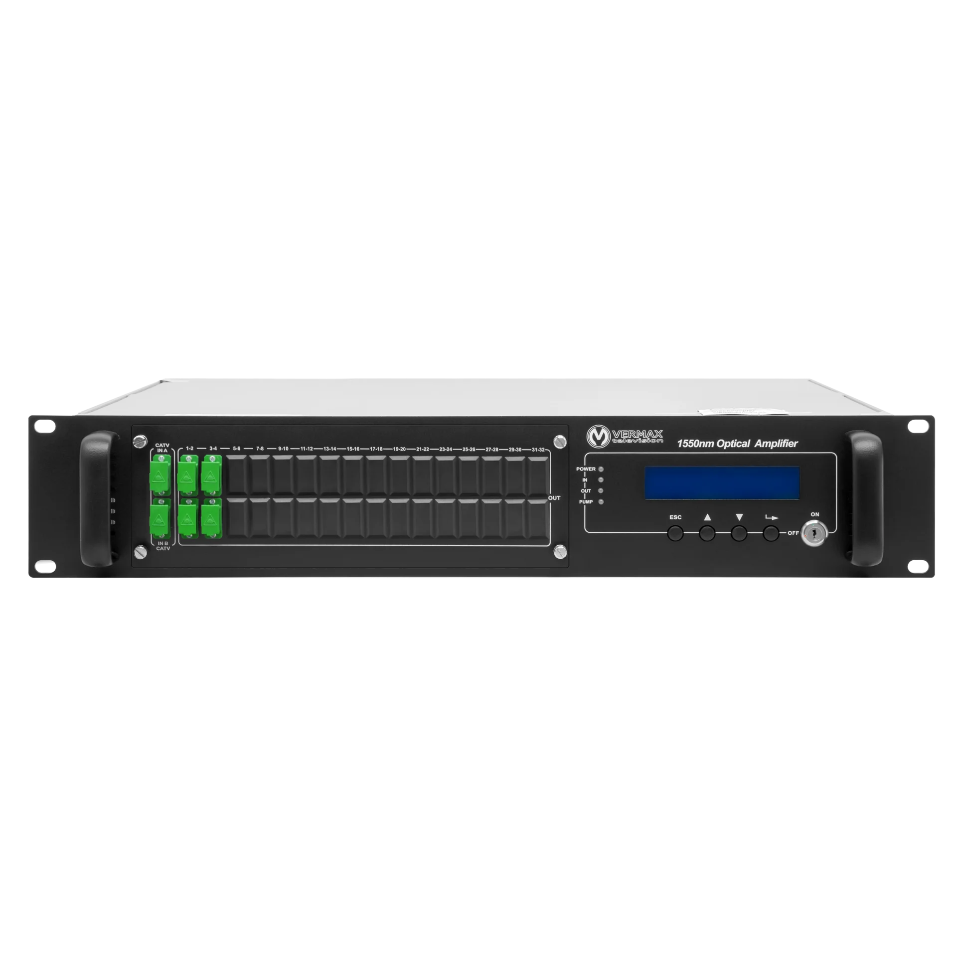 Оптический усилитель VERMAX для сетей КТВ, 2 входа, 4*24dBm выхода, WDM фильтр PON