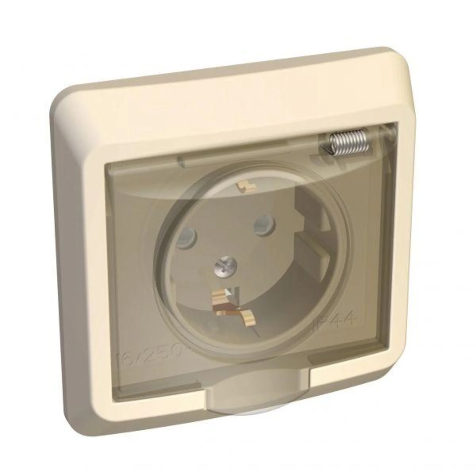 Розетка 1-м СП Этюд 16А IP44 250В с заземл. защ. шторки крем. Systeme Electric PC16-044K