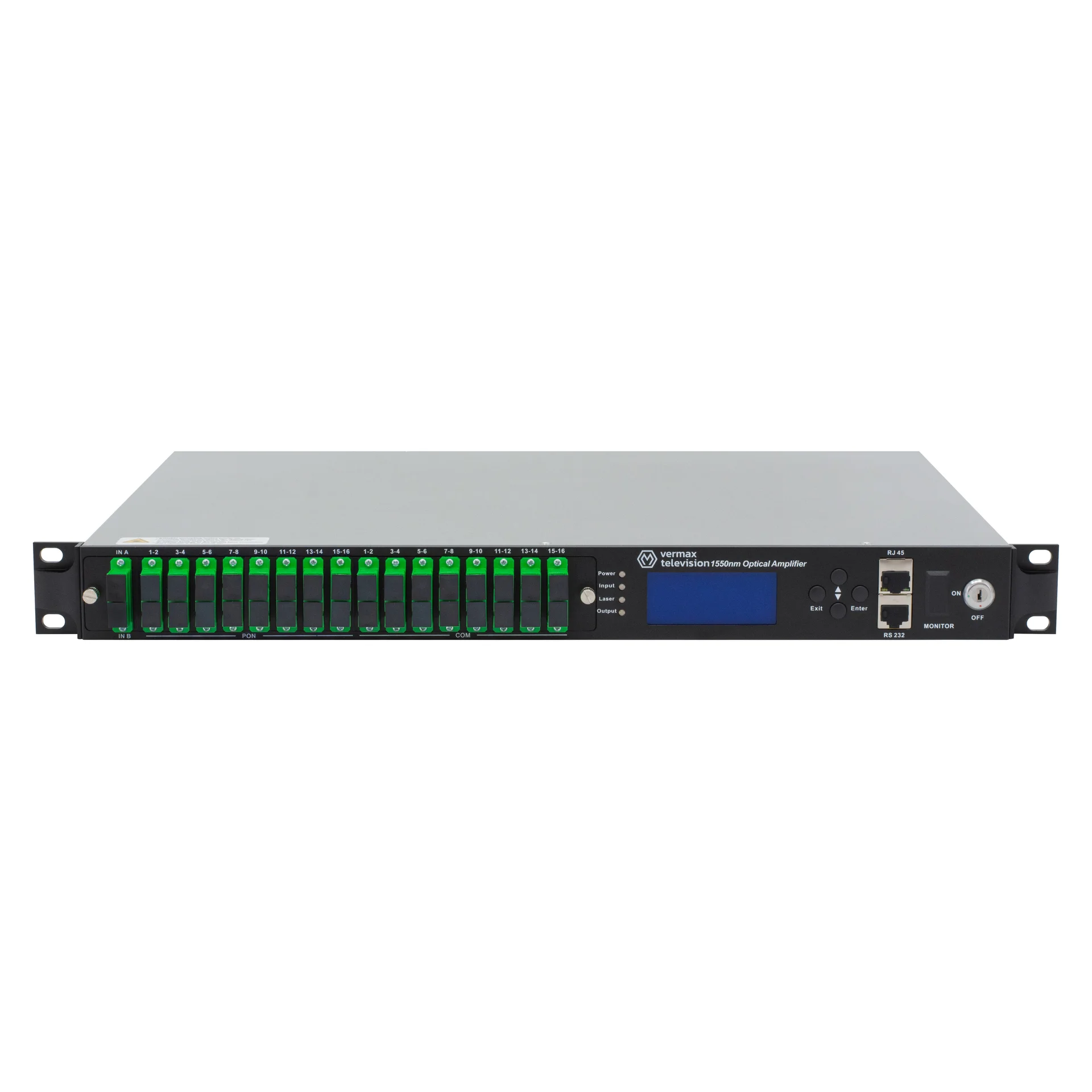 Оптический усилитель VERMAX для сетей КТВ, 2 входа, 32*15dBm выход, CWDM 1310/1490/1550, 1U