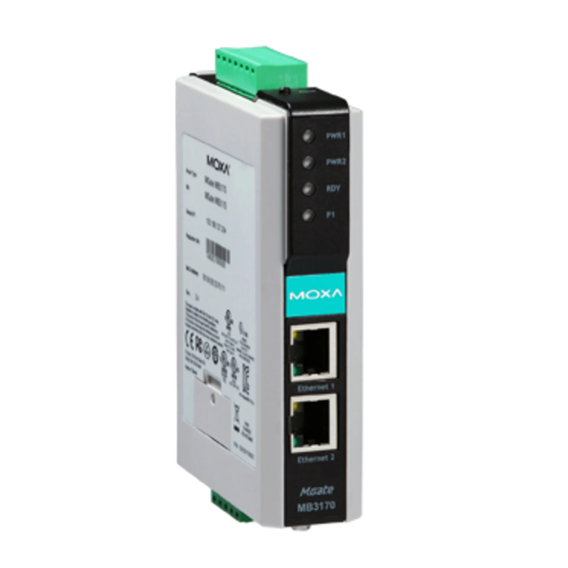 Преобразователь MGate MB3170-T 1-портовый преобразователь Modbus RTU/ASCII (RS-232/422/485) в Modbus TCP с расширенным диапазоном температур