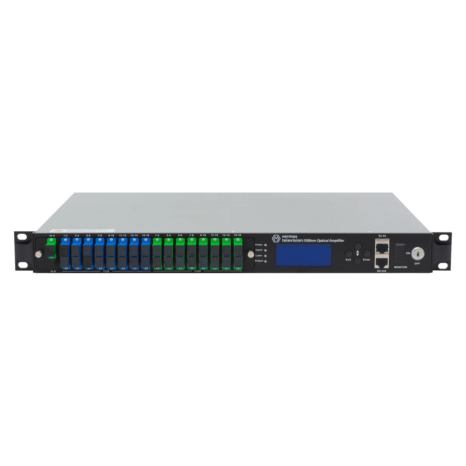 Оптический усилитель VERMAX для сетей КТВ, 2 входа, 16*21dBm выход, CWDM 1310/1490/1550, 1U