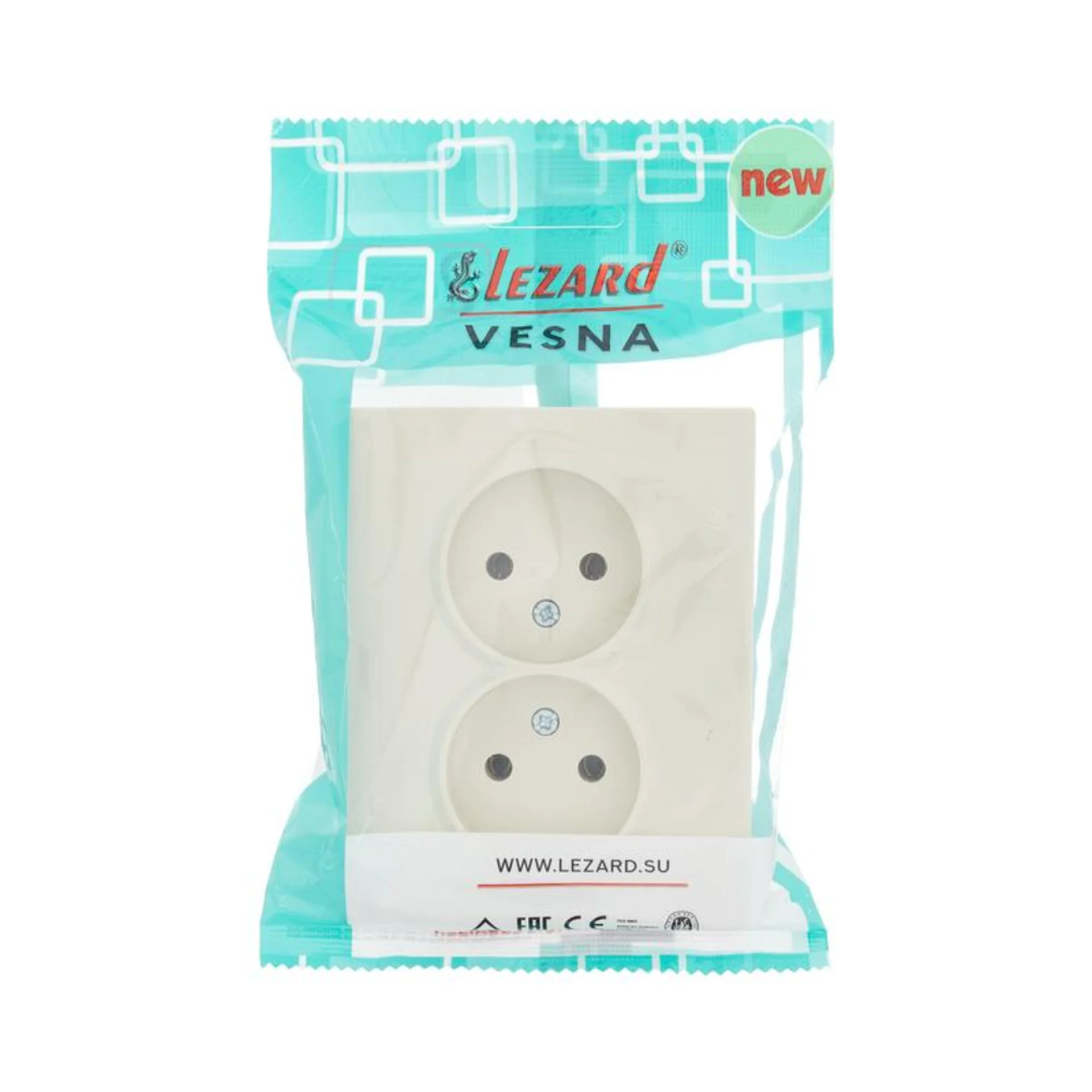 Розетка 2-м СП VESNA без заземл. ПБТ кремов. LEZARD 742-0300-128B
