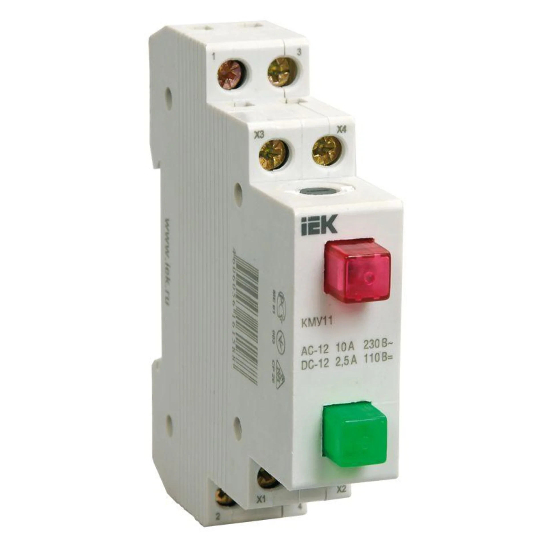 Кнопка модульная IEK MBD10-11-K51, 10А, 230В, 1НО+1НЗ, DIN