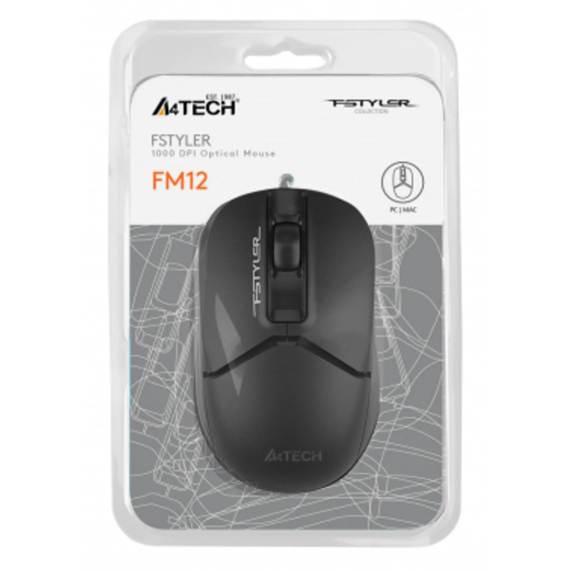 Мышь A4Tech Fstyler FM12 черный оптическая (1200dpi) USB (3but)