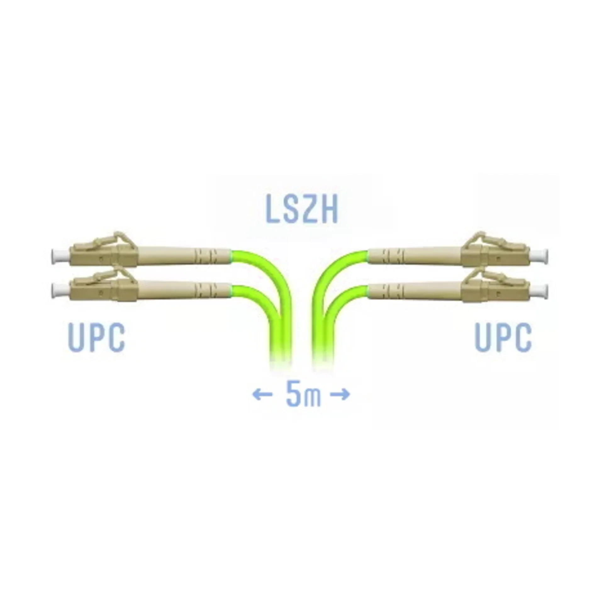 Патч-корд оптический SNR, LC/UPC-LC/UPC, 5м, зеленый (SNR-PC-LC/UPC-MM5-DPX-5m (2,0))