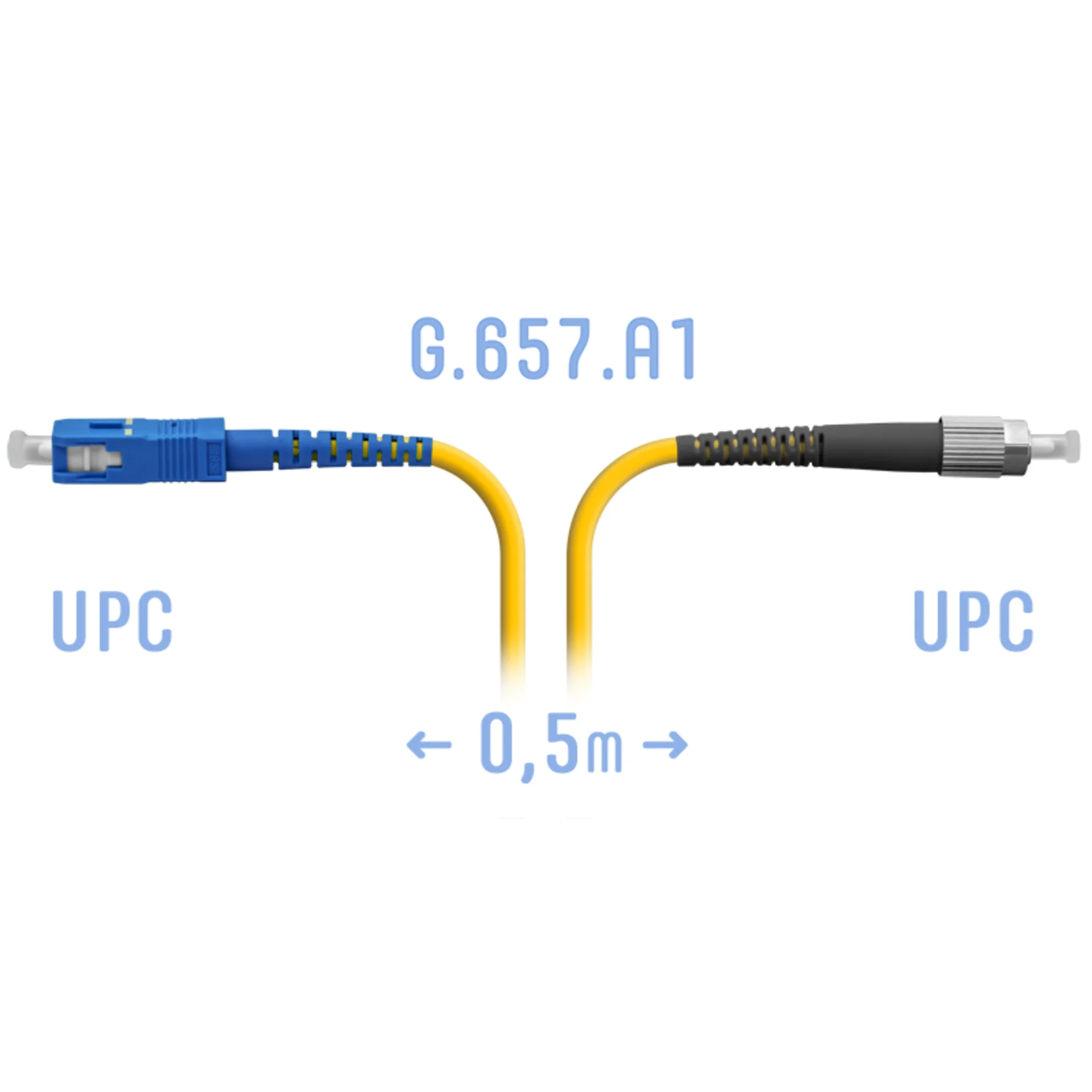 Патч-корд оптический SNR, FC/UPC-SC/UPC, 50см, желтый (SNR-PC-FC/UPC-SC/UPC-A-05m)