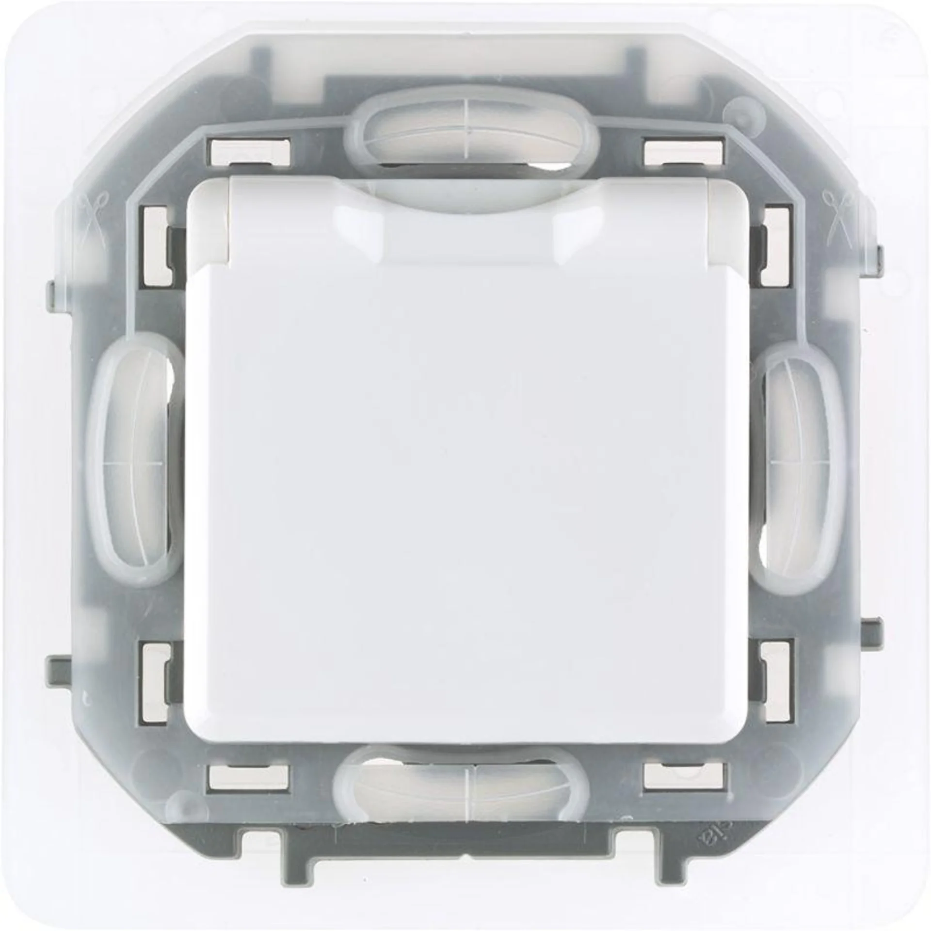 Розетка 1-м СП Inspiria 16А IP44 250В 2P+E защ. шторки с крышкой немецк. стандарт механизм бел. Leg