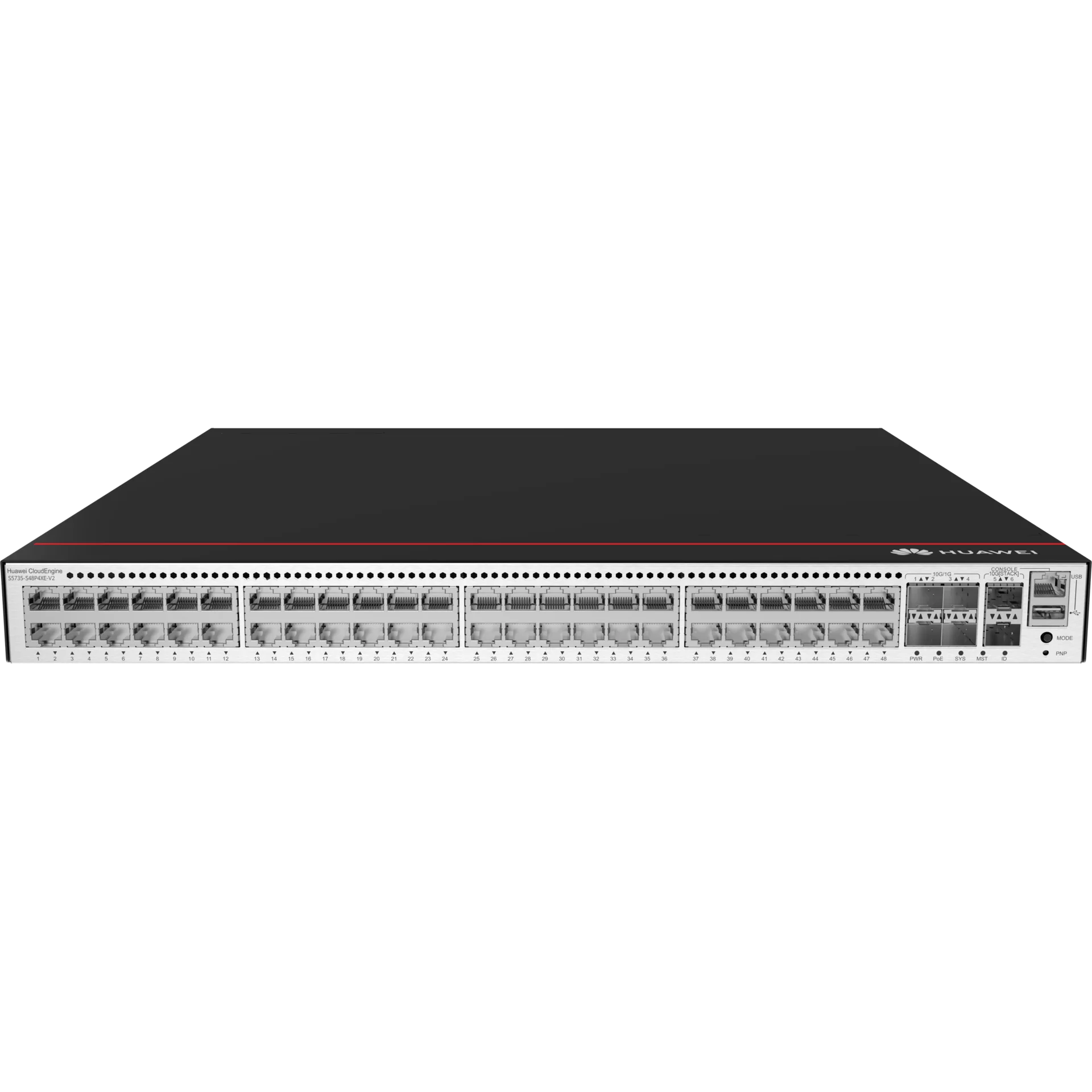 98012053_BSW Коммутатор Huawei S5735-S48P4XE-V2 (48*10/100/1000BASE-T ports, 4*10GE SFP+ ports, 2*12GE stack  ports,  PoE