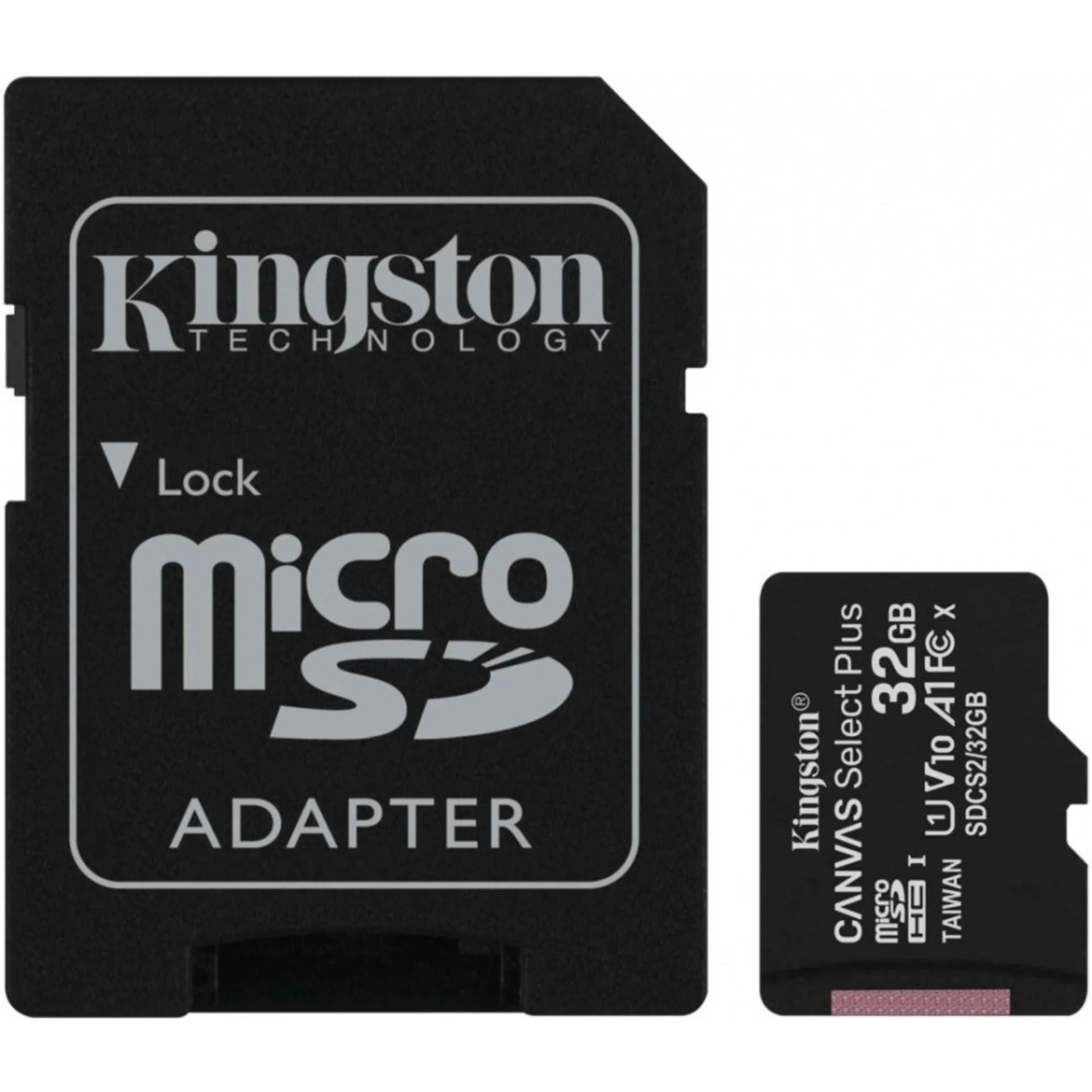 Kingston Память micro Secure Digital Card  32Gb class10 Kingston Canvas Select Plus  CL10 UHS-I Card + SD Adapter [SDCS2/32GB]