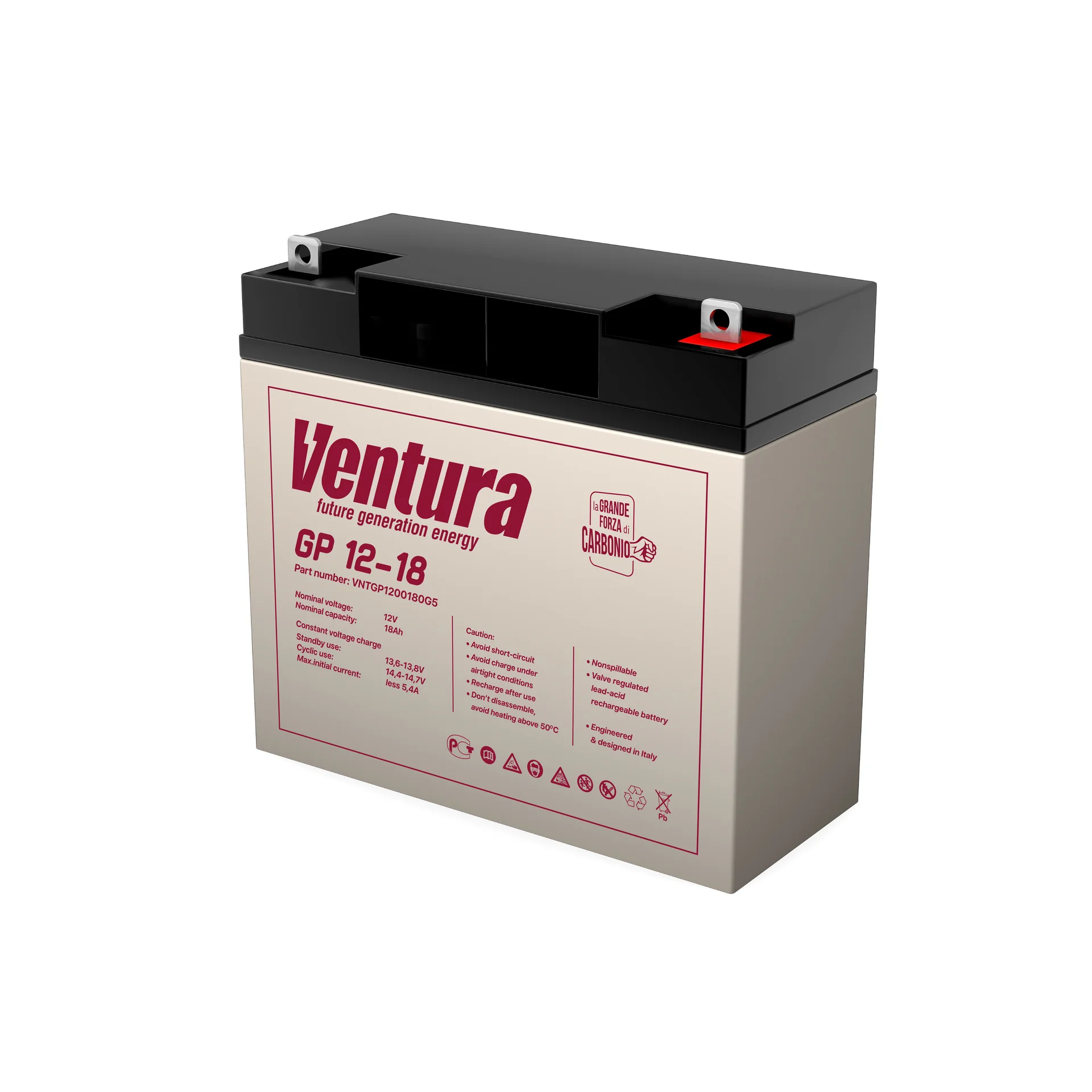 АКБ Ventura GP 12-18 12V/18Ah {G5, ДхШхВ 182х77х166мм, 5.15кг, срок службы 6-9 лет}