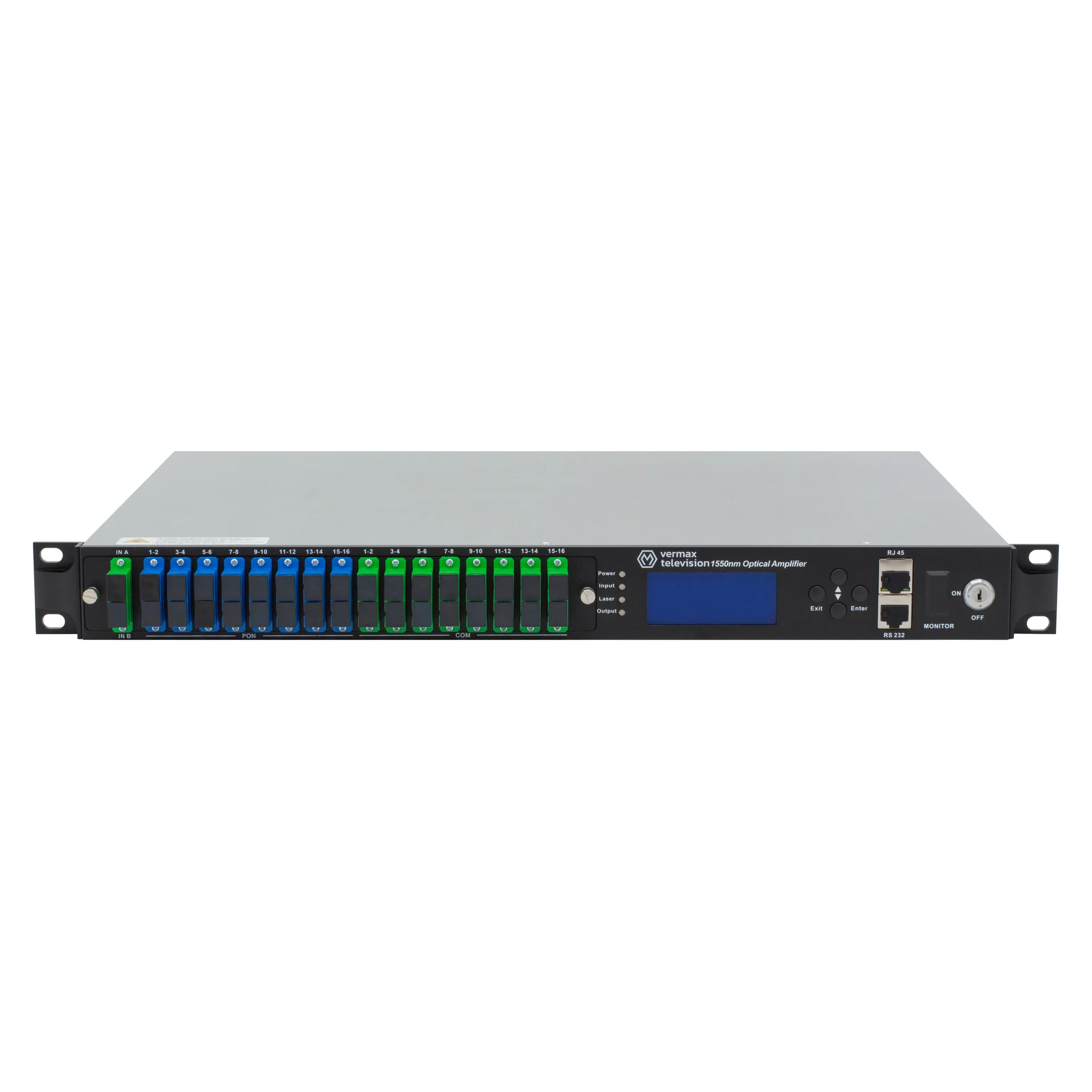 Оптический усилитель VERMAX для сетей КТВ, 2 входа, 16*22dBm выход, CWDM 1310/1490/1550, 1U